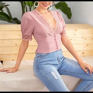 New lace button up blouse